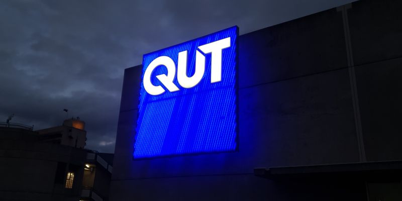 qut illuminated building signage