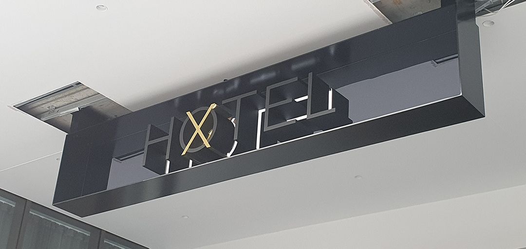 Hotel X Illuminated Shoebox Signage