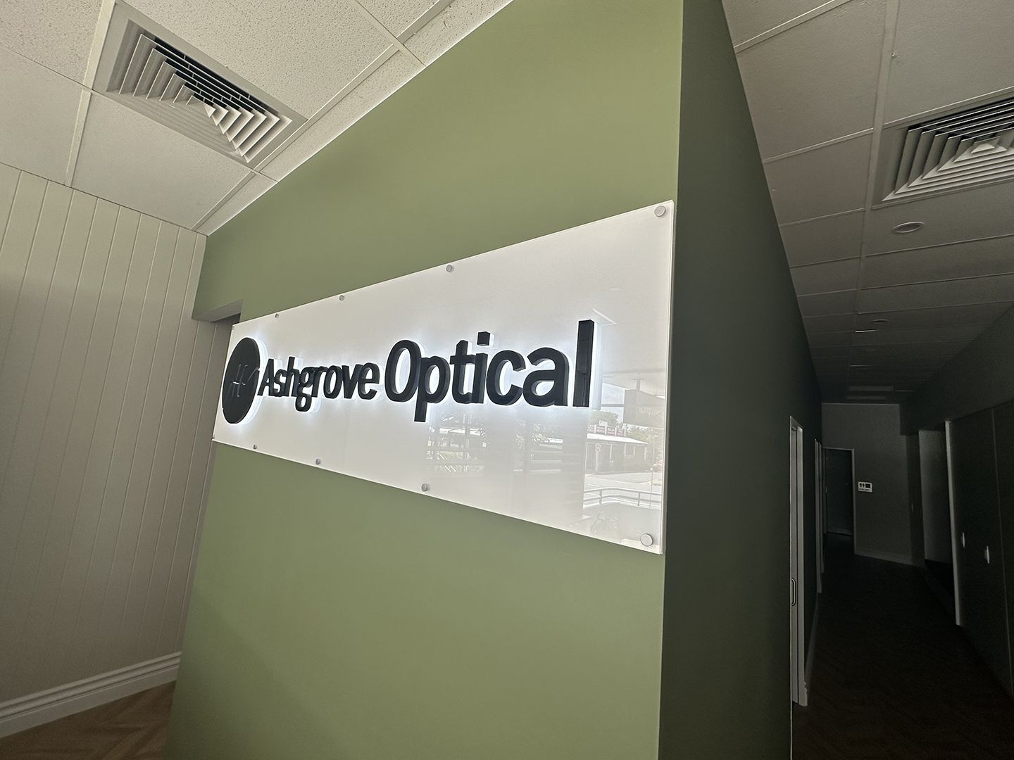 Ashgrove Optical 3D Printed Halo Illuminated Sign