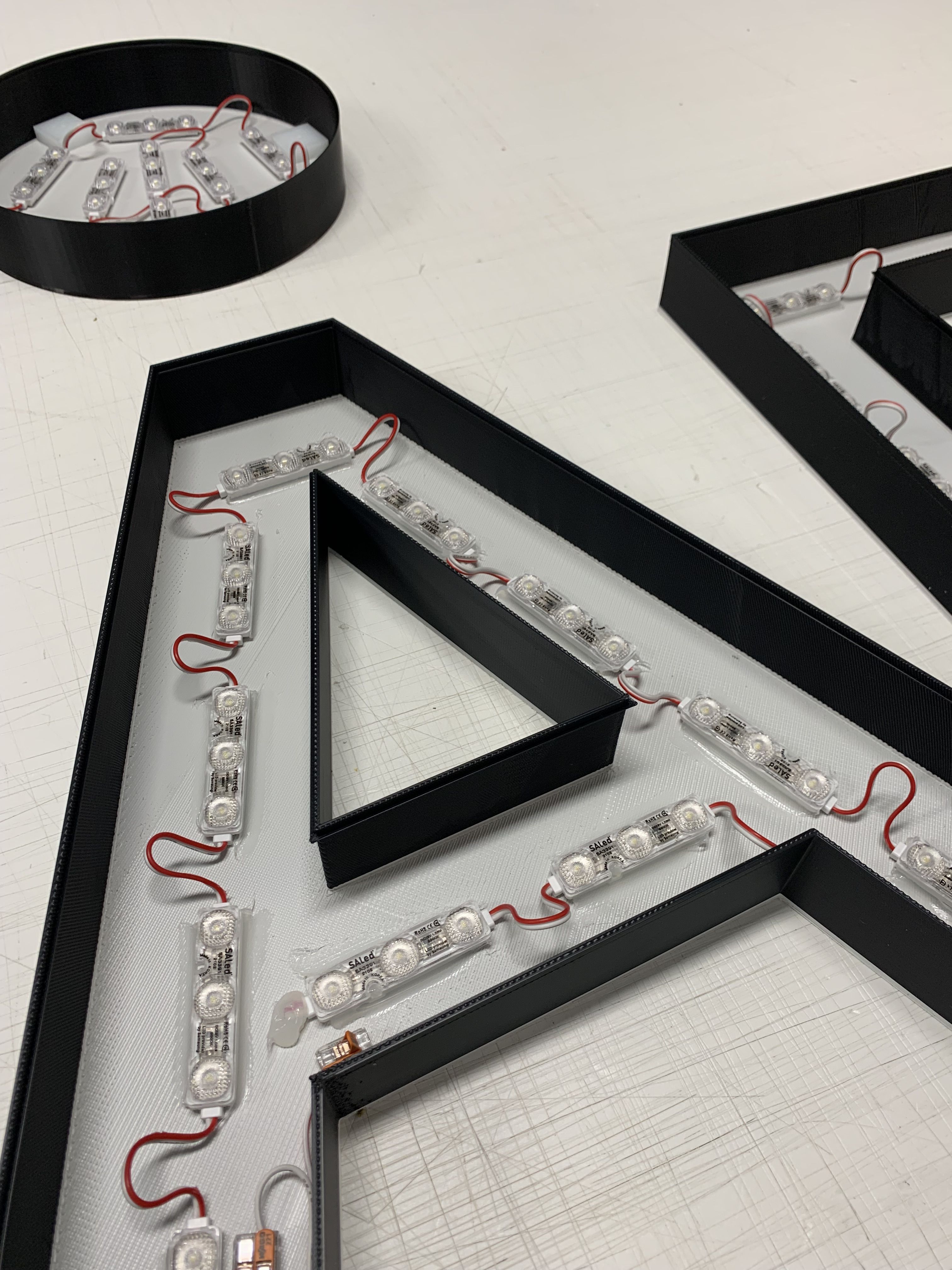 3D Printed Letters Exposed LEDs