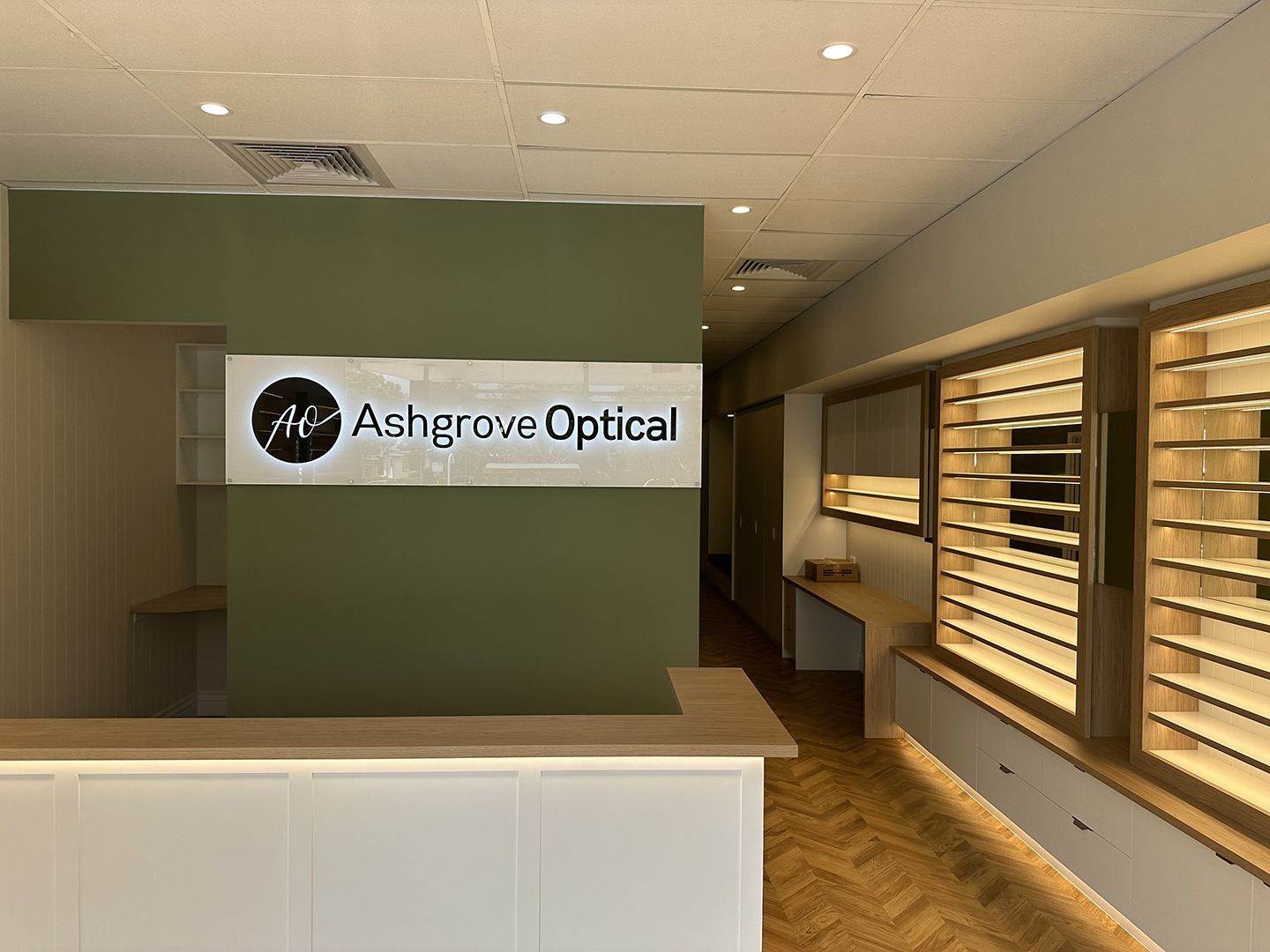 Ashgrove Optical 3D Printed Halo Illuminated Sign