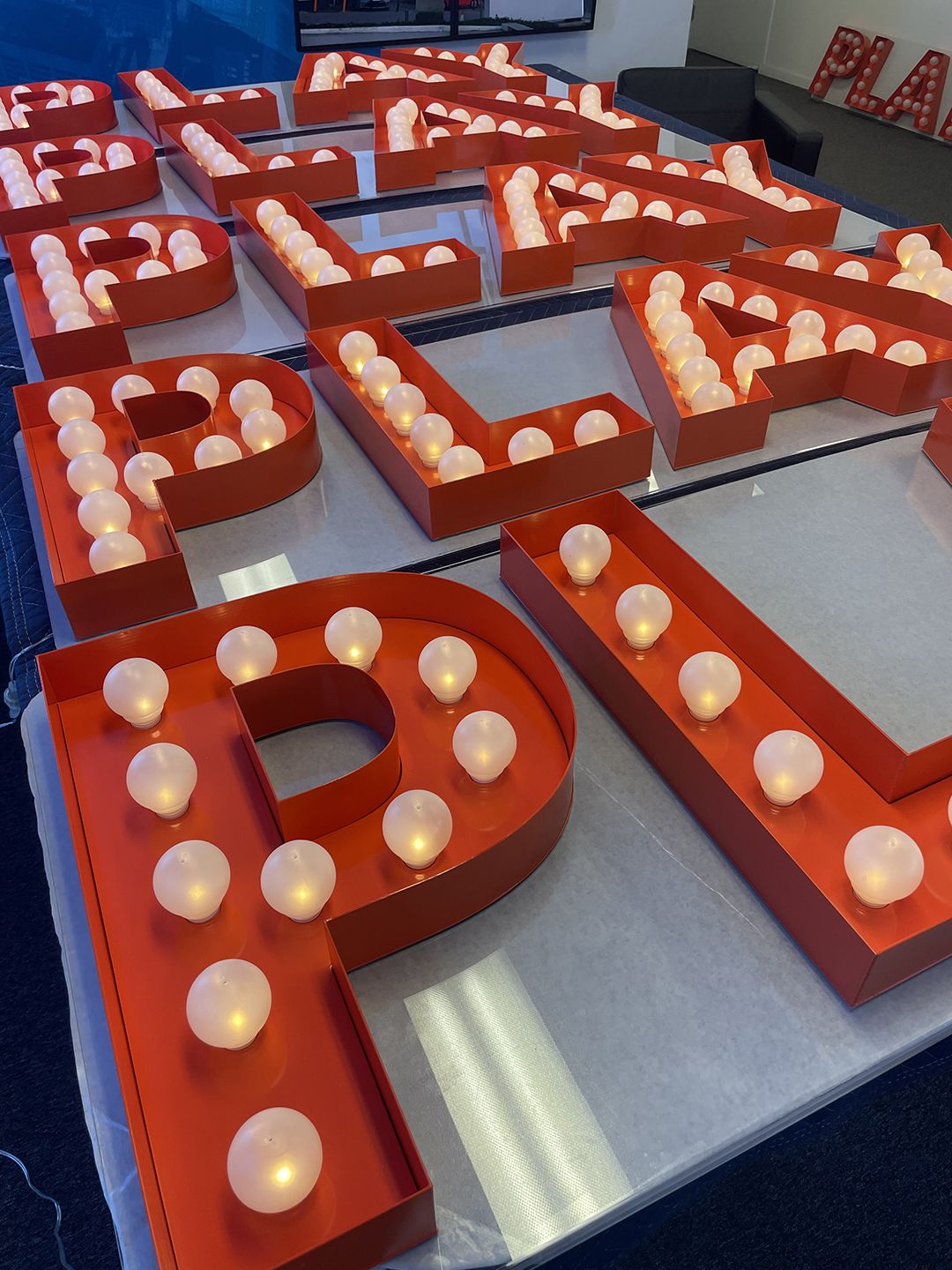Bonds 3D Printed PLAY Letters